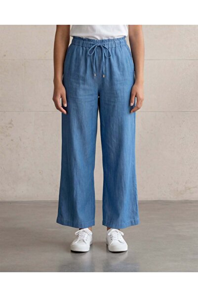 REDTAG Women Blue Wide Leg Viscose Pants