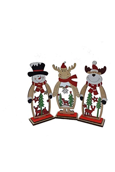 decotoys Ornament lemn Craciun 3/set