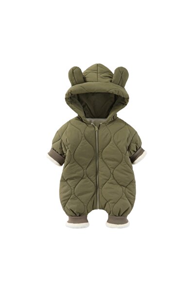 Avaleea Combinezon de iarna pentru bebelusi, 66 cm, model cu urechi, verde
