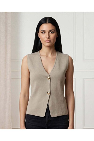 REDTAG Women Mint Plain Knit Top With Gold Buttons