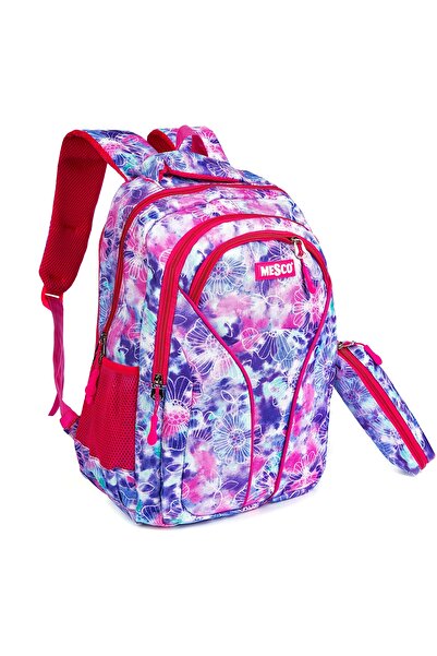 Mesco Ghiozdan scoala Mesco, Flori, 4 compartimente si penar, Multicolor, 44 ...