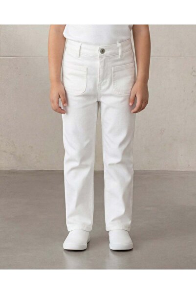 REDTAG بنطلون جينز أبيض للبنات بقصة عادية