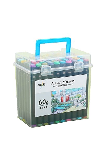 Avaleea Set Cutie 60 Markere, cu Alcool, Artist Markers, Cutie Plastic cu Man...