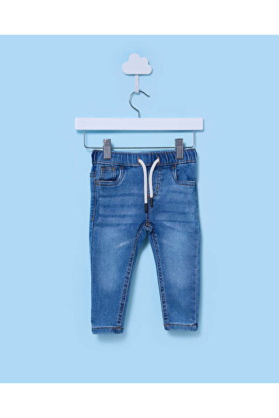 REDTAG بنطلون دنيم أزرق محبوك للأطفال الرضع