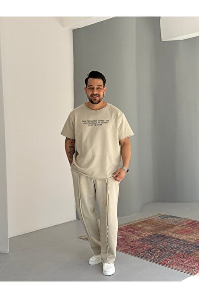 Baycombine35 قص بالليزر تي شيرت - تفاصيل درزات بدلة رياضية للرجال مكونة من قط...