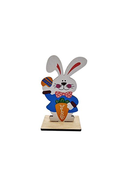 decotoys Figurina lemn iepure cu ou si morcov