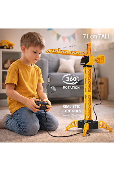 LEAN Construction crane with RC remote control with wire 360° rotation 71 cm