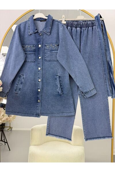 YILMAZBARMAZ Ženski set farmerki Sa kamenim detaljima