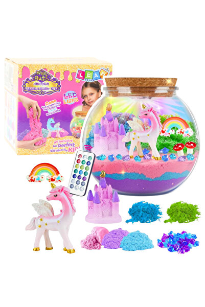 LEAN Set creativ DIY terariu cu unicorn colorat lampa LED si telecomanda