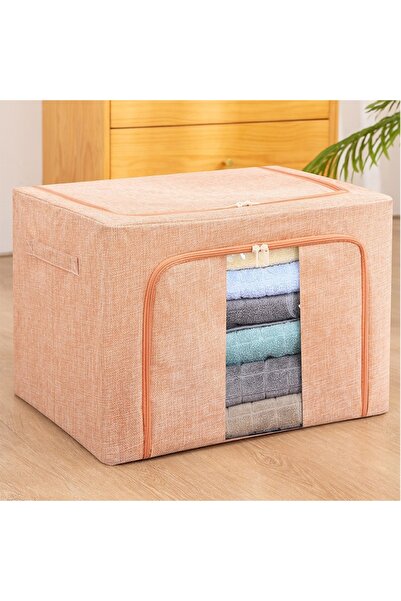 Avaleea Foldable Storage Box, 66 L, Cotton and Linen, 50x40x33 cm, Front Wind...
