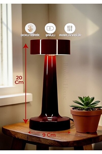 Brokoli Home Avec Dokunmatik Masa Lambası 3 Işık Renkli Dim Ayarlı Şarjlı Mas...