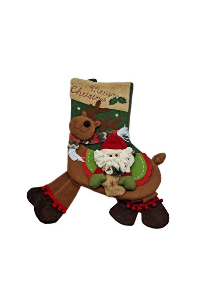 decotoys Soseta pentru cadouri cu moș și ren 1ps XL