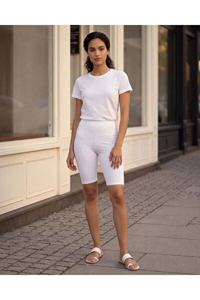 REDTAG شورت رياضي أبيض نسائي لركوب الدراجات