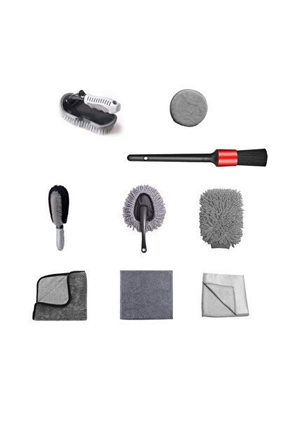 Avaleea Set 9 Piese pentru Spalat Auto, din Plastic si Microfibra, Perii si L...