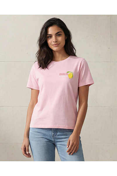 REDTAG تيشيرت نسائي وردي اللون بطبعة مميزة