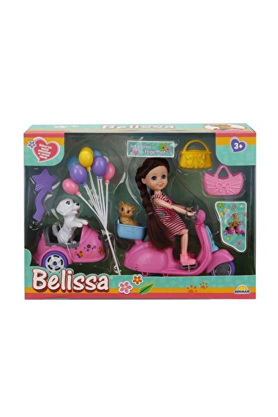 Noriel Set de joaca papusa Belissa pe scuter si animalutele dragute, Roz