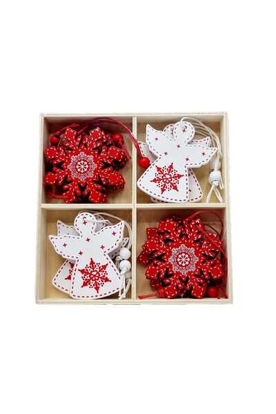 decotoys Ornament Lemn Crăciun 12/set