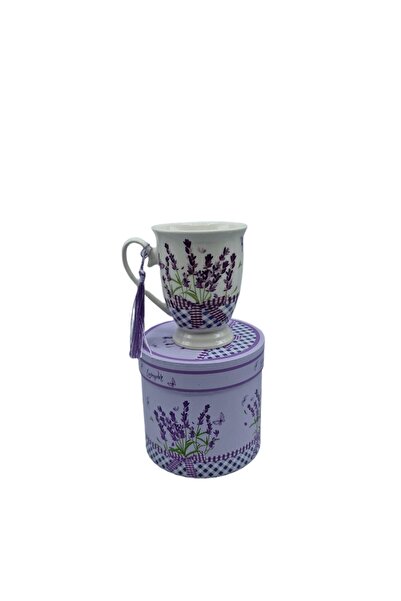 decotoys Cana ceramica in cutie cadou cu fundita mov