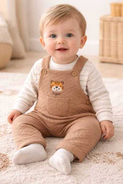 krm kerem bebe طقم سالوبيت مزدوج للأولاد الصغار 100% قطن مع مبطّن أشكال مطرزة...