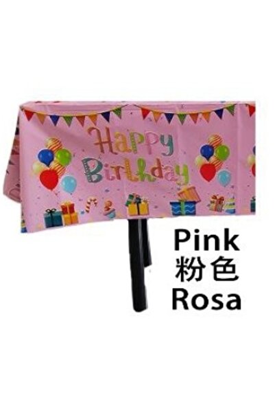 Avaleea Foil tablecloth, Happy birthday, pink+137*274cm