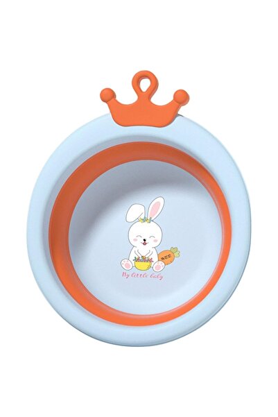 Avaleea Foldable Bathtub for Children, Baby Bathtub, Round Bunny Pattern, Blu...