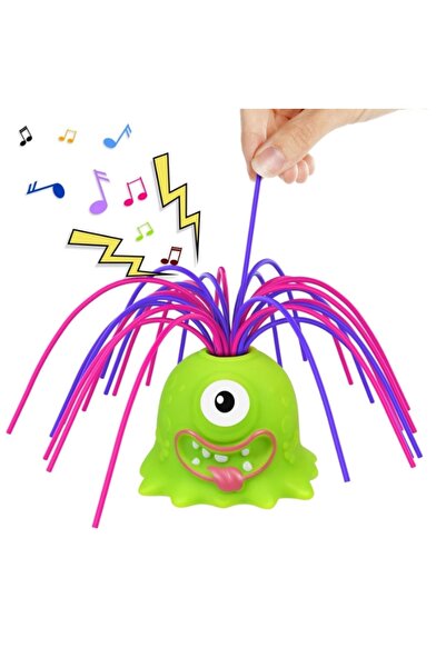 Van Manen Jucarie interactiva, Monstru cu par care tipa, 6 sunete, 8 cm, Verde