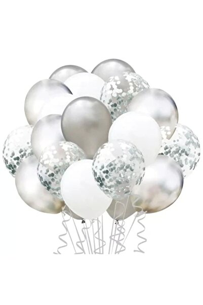Avaleea Set of 15 party balloons, white/silver, 30 cm