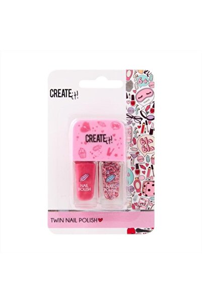 Create It Nail Polish, Create It!, 2 pcs x 3 ml, Pink + Glitter