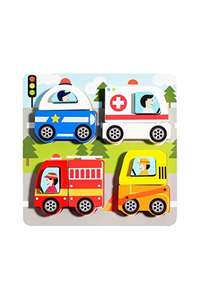 Avaleea Jucarie Montessori, Tip Puzzle 3D, din Lemn, +36 Luni, Model Masini, ...