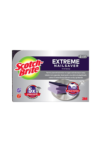 Scotch Brite إسفنجة أطباق إكستريم مع واقي أظافر، عبوة من قطعتين