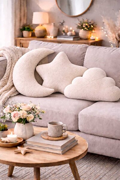 CHIZGY Moon Star Cloud Pillow Set Welsoft Fleece Plush Decorative Children's ...