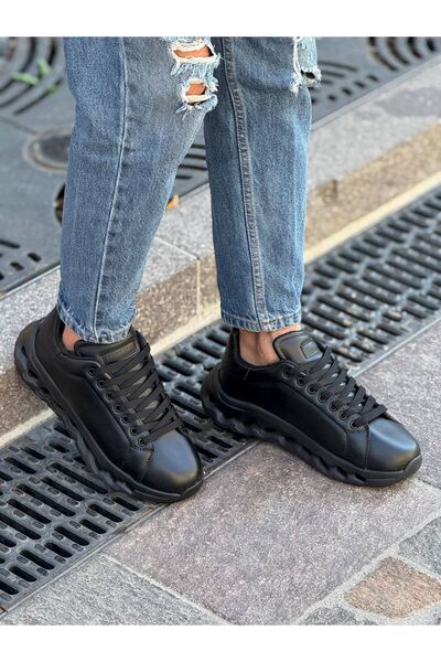 pabucmarketi Lace-Up Men's Shoes Sneakers Black (Black Sole)