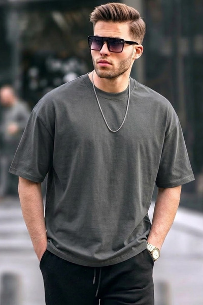 COMBİNE MİCHAİL Tricou pentru bărbați Premium basic Trend Füme supradimensionat