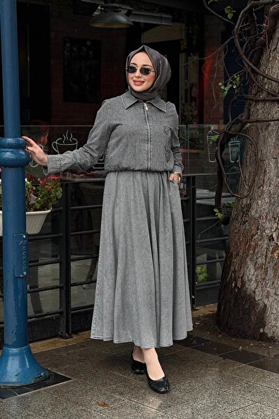 Kayra Skirt Suit Ka-B26-16019 Gray