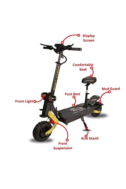 Generic Lucky Liang L2 Pro Electric Scooter with Seat - 1500W, 60KM/H Speed, 48V 18Ah & 10" Tires (Black)
