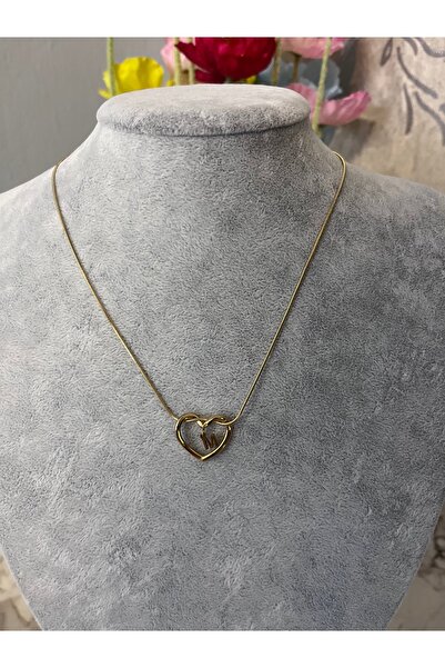 MODA Kararmaz çelik M harfi kalpli kolye