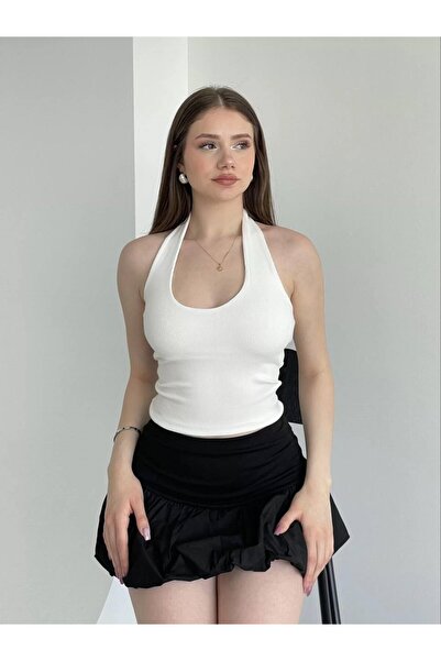 SLAW REZZ Halter Collar Crop Top Bodysuit