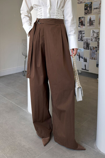 MAGARDE بنطلون بريميوم كاجوال بحزام - بني