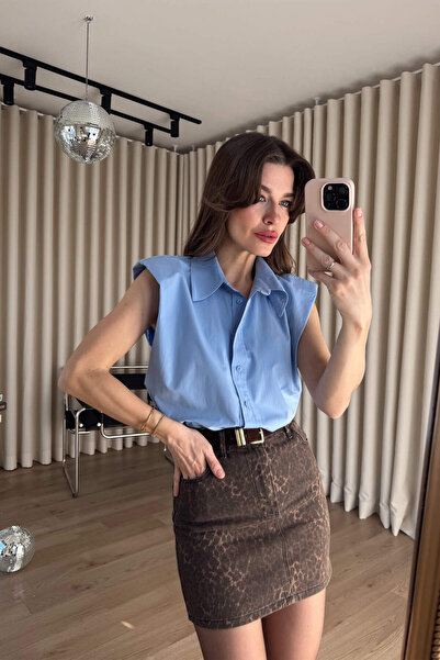 Sue Store Plava Sa jastučićima za ramena majica bez rukava