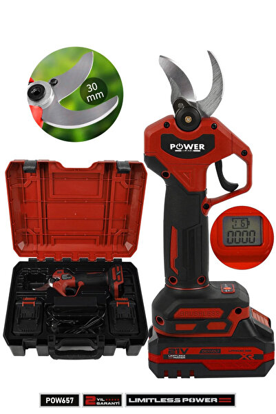 POWER BLACK Profesyonel 21V Çift Akülü Ağaç Odun Dal Kesme Makinası Şarjlı Di...