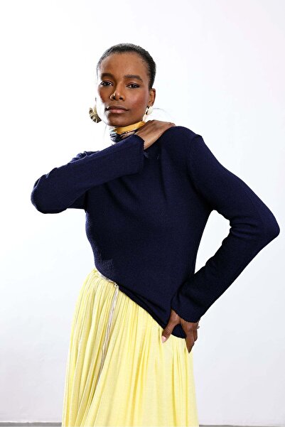 5in1Canpolat Navy Blue Transitional Knitwear