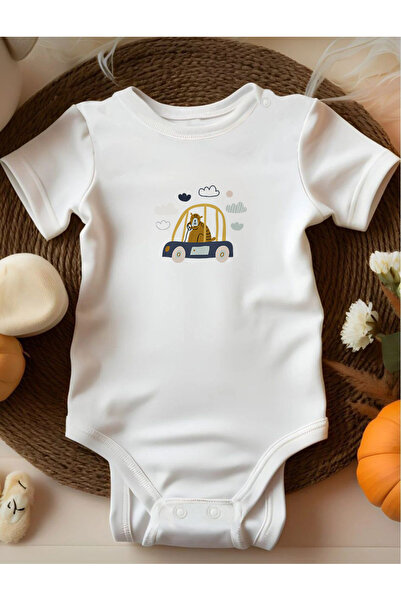 bebek perisi Organic 100% Cotton Cute Driving Tiger Design Baby Bodysuit (1225)