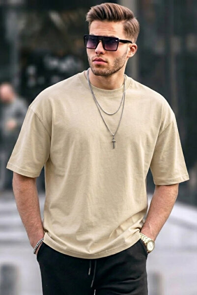 COMBİNE MİCHAİL Ανδρικό μπλουζάκι Premium Basic Trend Beige oversized