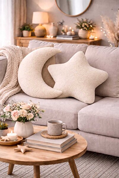 CHIZGY Moon Star Pillow Set Welsoft Fleece Plush Decorative Cushion Home & Ch...