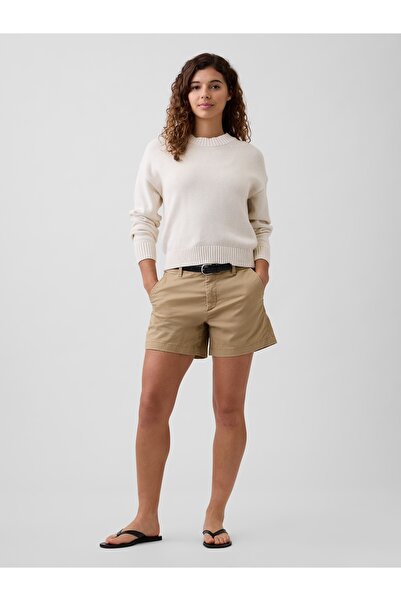 GAP Kadın Açık Kahverengi 5" Mid Rise Downtown Khaki Şortlar