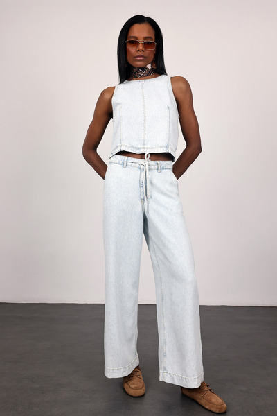 5in1Canpolat Light Blue High Waist Wide Leg Jean