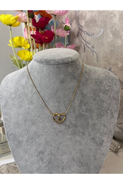 MODA Gold kalpli ve E harfli kararmaz çelik kolye