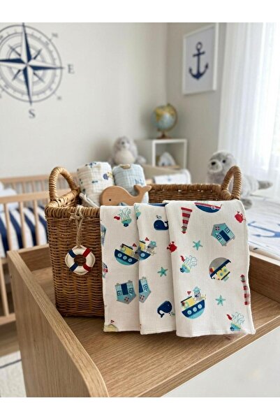 Lumos Trade (3 قطع) مناديل مبللة للفم للأطفال مصنوعة من قماش قطن حياكة مضلعة ...