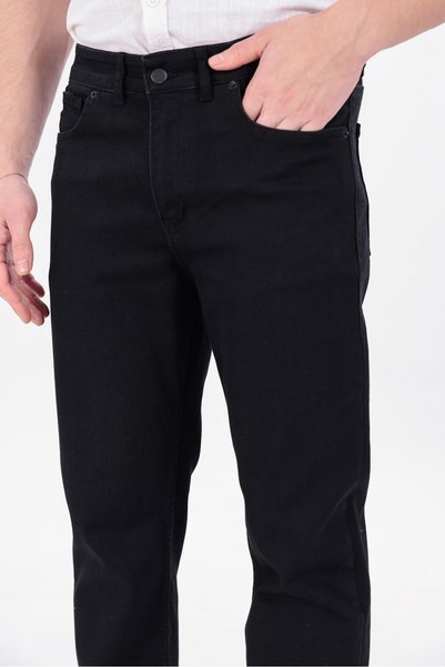 blayn jeans Erkek Mat Siyah Regular Fit Düz Paça Esnek Denim Kot Pantolon Günlük
