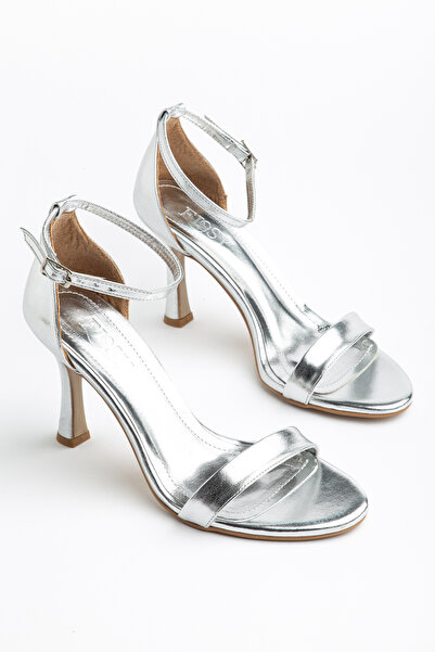 Elosy Rose Silver Single Strap Stiletto Heel U Shoelaces